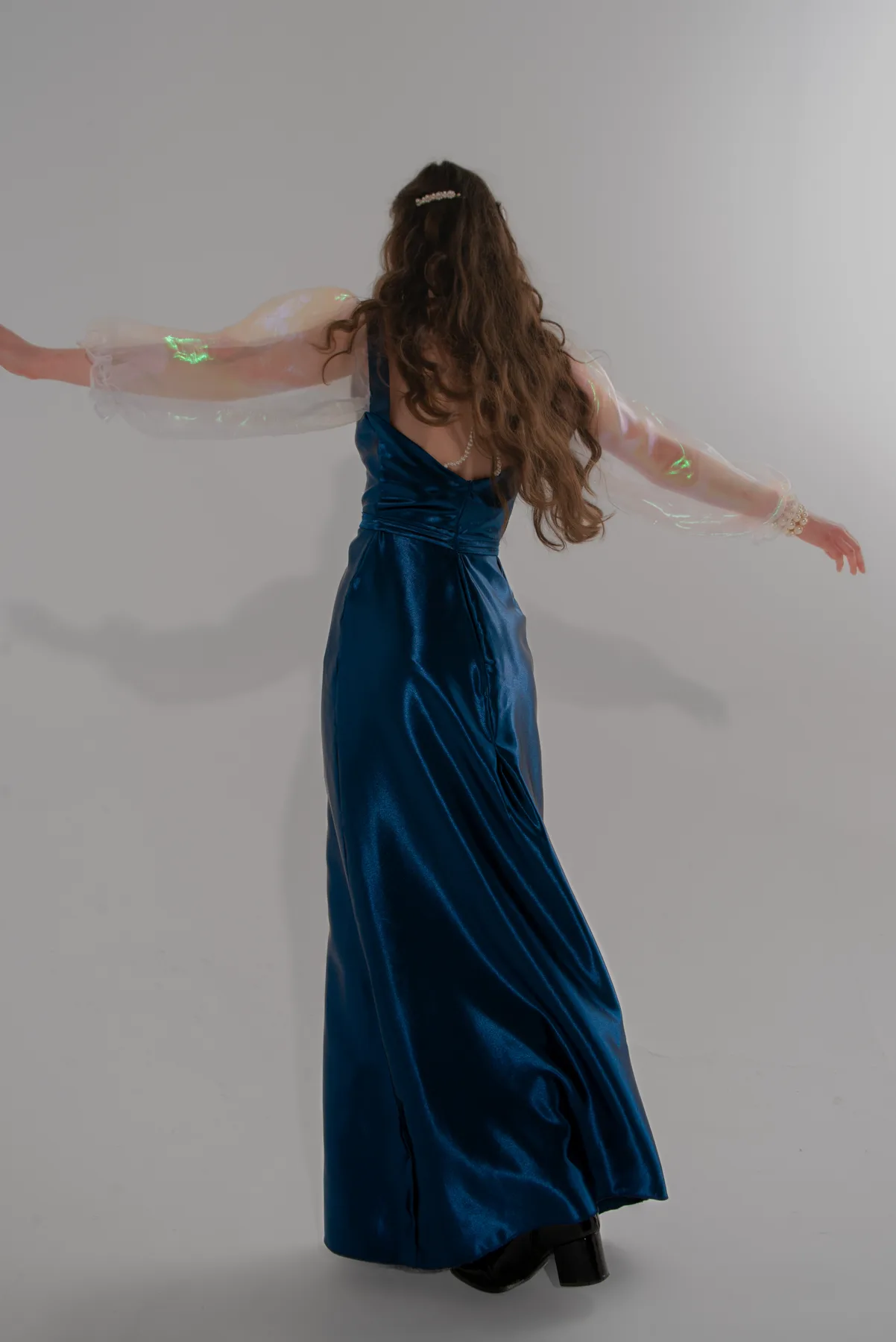Blue dress back view