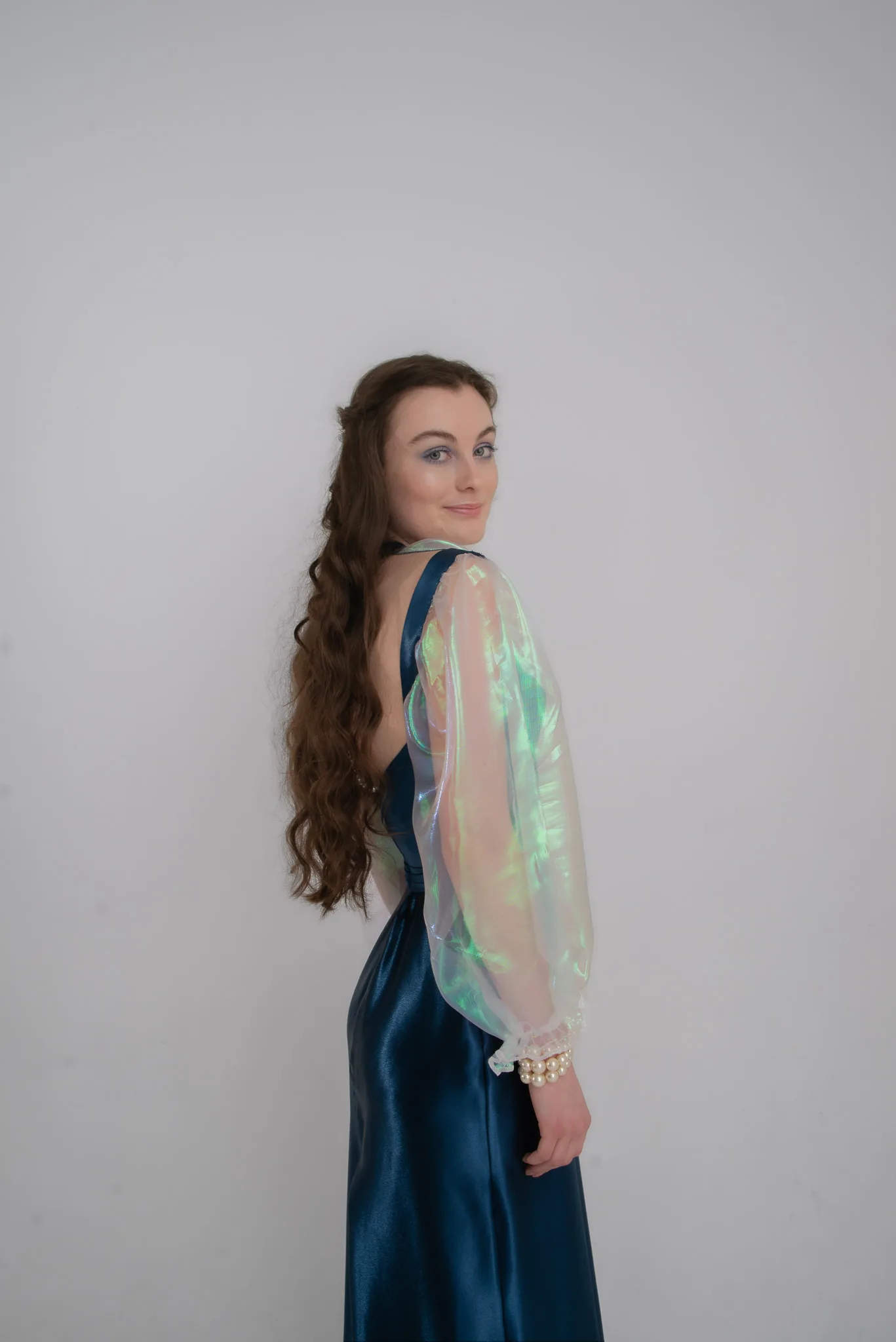Blue dress side portrait