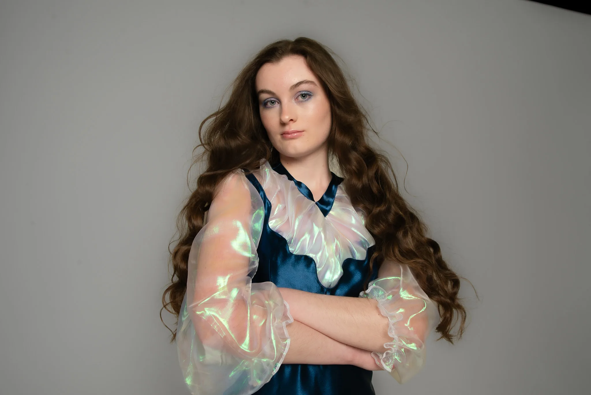 Blue dress editorial portrait